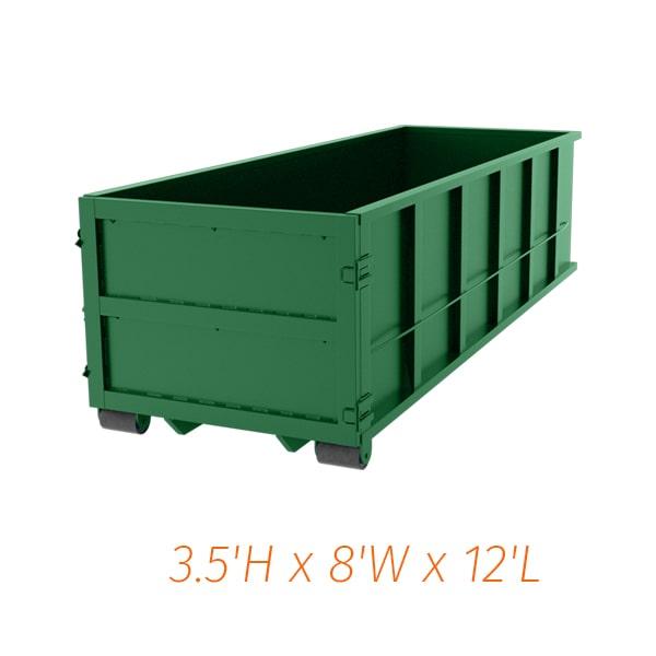 a 10 yard dumpster can be placed on any paved or level surface in your driveway, yard, or parking lot